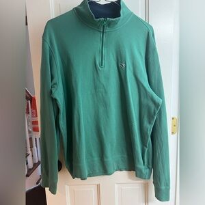 EUC VINEYARD VINES Men's Green Quarter Zip Cotton Zip-Up Golf Sweatshirt